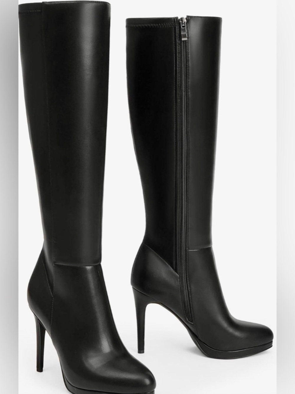 Modatope ladies black leather stiletto boots NIB! Size 8